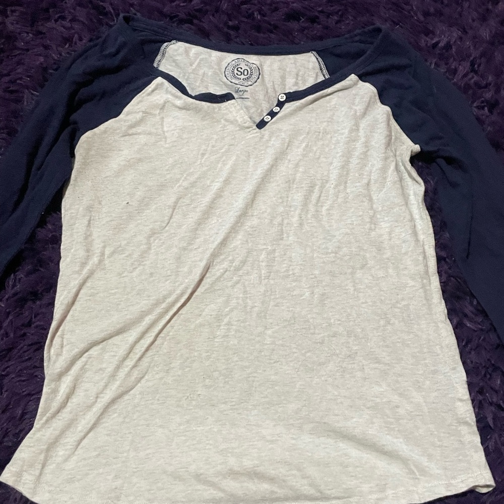 Long sleeve , button v neck shirt